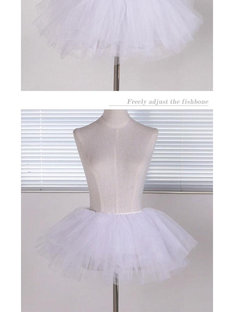 Petticoat Lolita: 28cm Puff Skirt, Boneless Support, 6-Layer Tulle, Halloween Cosplay Costume, Wearable as Outerwear.