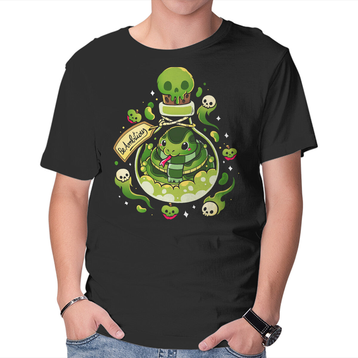 Unisex Crew Neck T-Shirt Ambitious Potion Graphic Short Sleeve Casual Tee XXXXL