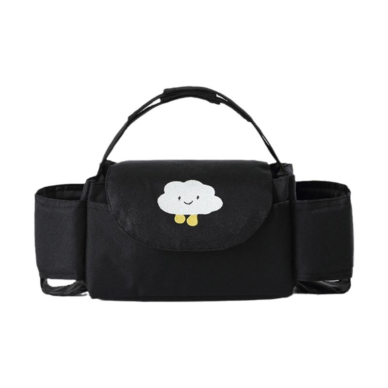 

Portable Baby Buggy Organiser Baby Pushchair Pram Cup Holder Bags Mummy Bag Universal Organiser Lightweight Pouches чёрный