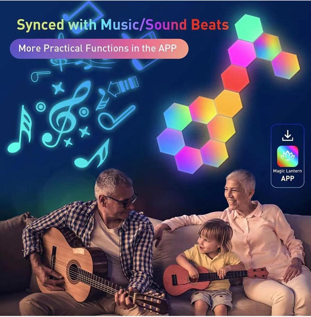 Smart RGB Music Rhythm Light: Color-Changing E-sports Atmosphere Quantum Honeycomb Light