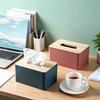 Tissue Box with Solid Wood Lid, Waterproof Design, Long Paper Opening Tissue Dispenser for Home Office