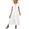 Women’s Long Maxi Dress Short Sleeve Flowy Lightweight Casual Summer Beach Vacation Style Dress with Pockets Loose Fit