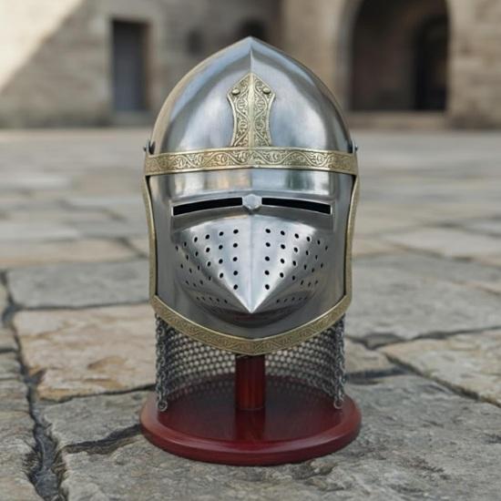 Medieval Pig Face Bascinet Helmet 18 Gauge Steel Knight Armor for LARP, Cosplay, Reenactment, Halloween