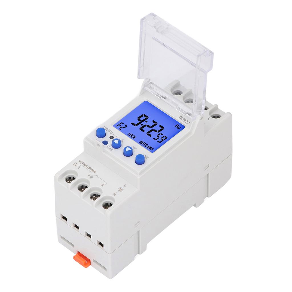 Comutator Temporizator pe Șină DIN, 2 Căi, Afișaj LCD, Indicator LED, Temporizator Digital Programabil 7 Zile