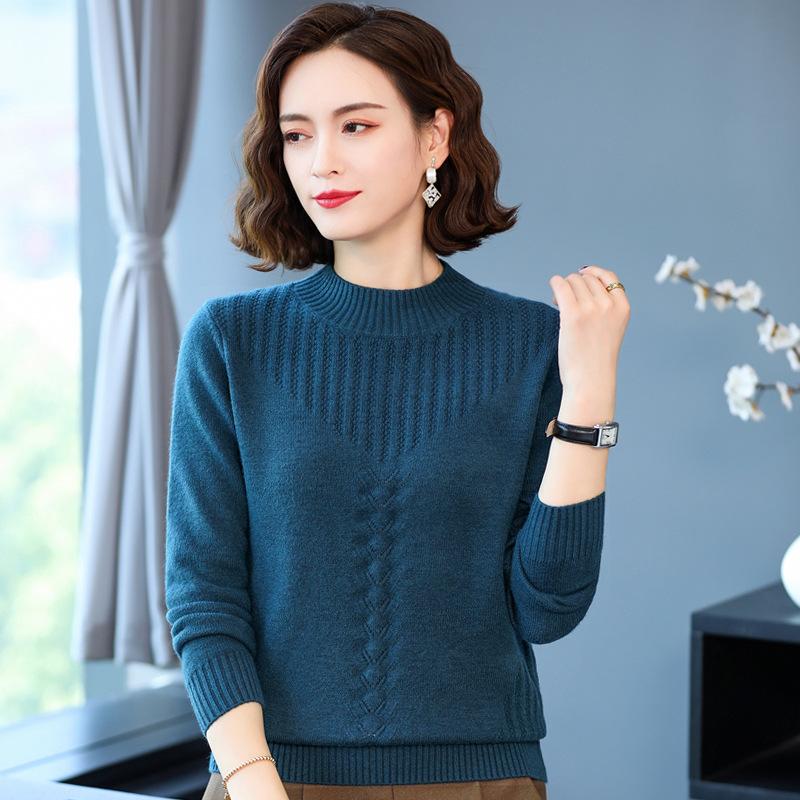 Вязание низа рубашки теплая осень зима свитер женский полуводолазка скрученные цветы пуловер свитера Pull Femme XXXL