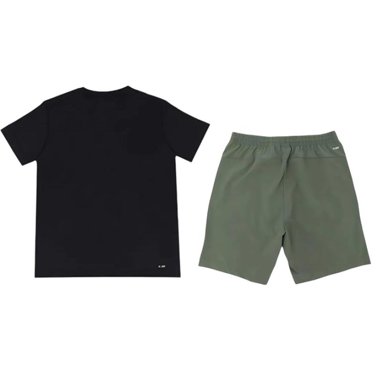 Li-Ning Round Neck Pullover Logo Print Simple Quick-Dry Versatile Casual Sports Suit Unisex Suit YTSU141-2+YKSV147-1