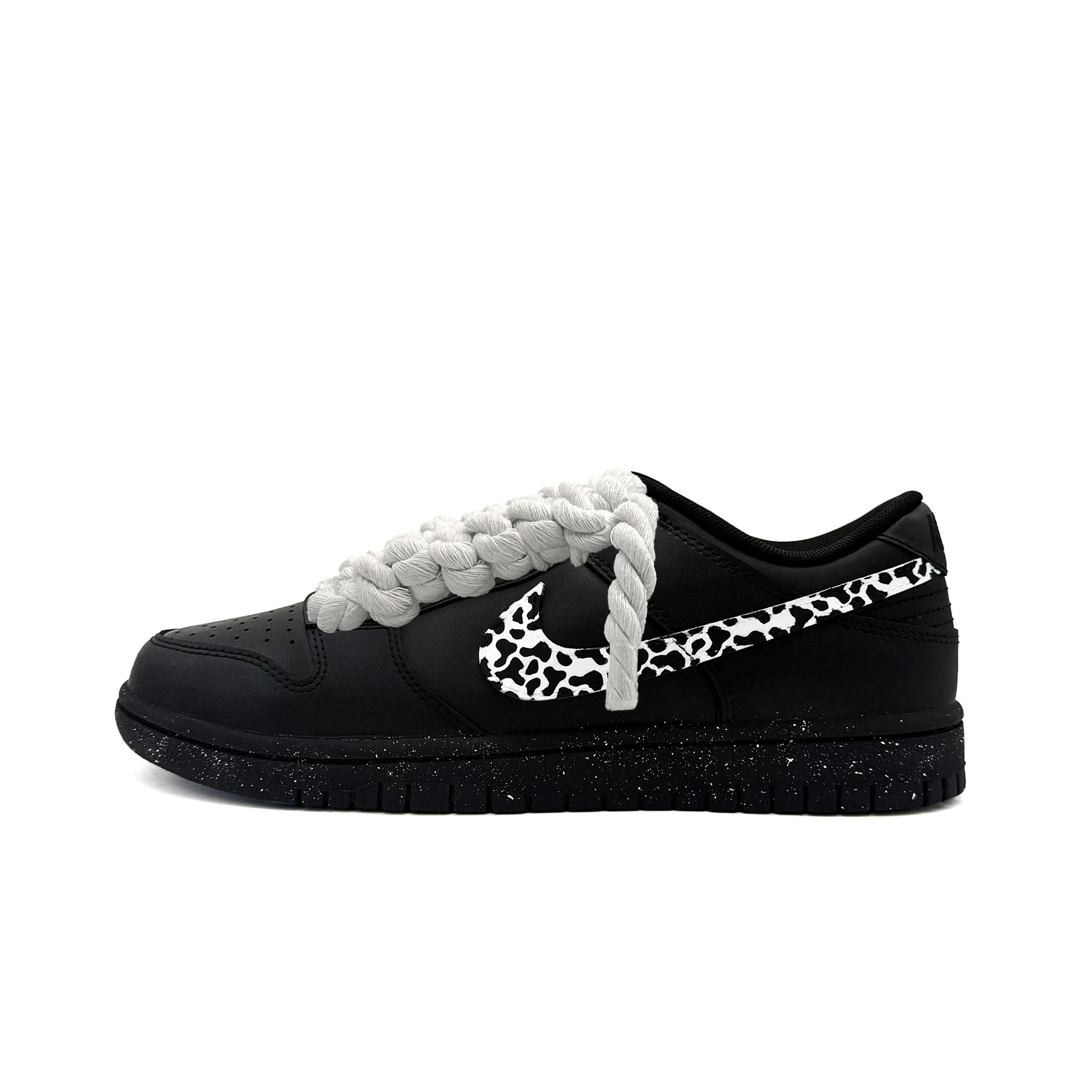 

Nike Dunk Ink Speckled Leather Low top Skateboard Shoes Men s Black White IO7606-010(Team471-) 44