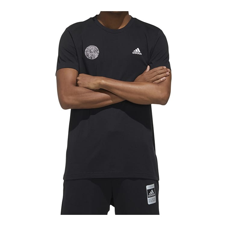 adidas T Shirts Men's Black Crew Neck Moderate Straight Fit FU6219