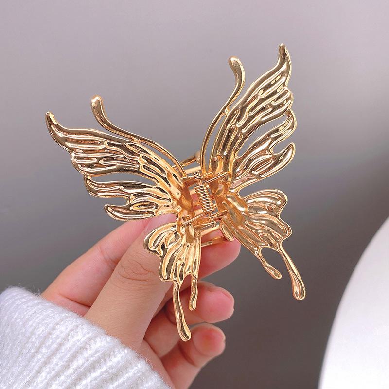 Silver Butterfly Claw Clip: Luxurious Metal Half-Up Hair Accessory