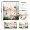 Lush Lotus Shower Curtain Set With 12 Free Hooks: Includes A Waterproof Curtain, Non-Slip Bath Mat, Toilet Seat Cover, And Bathr