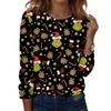 Women's Fashion Casual Christmas Print Crewneck Top for Holiday and Everyday Wear