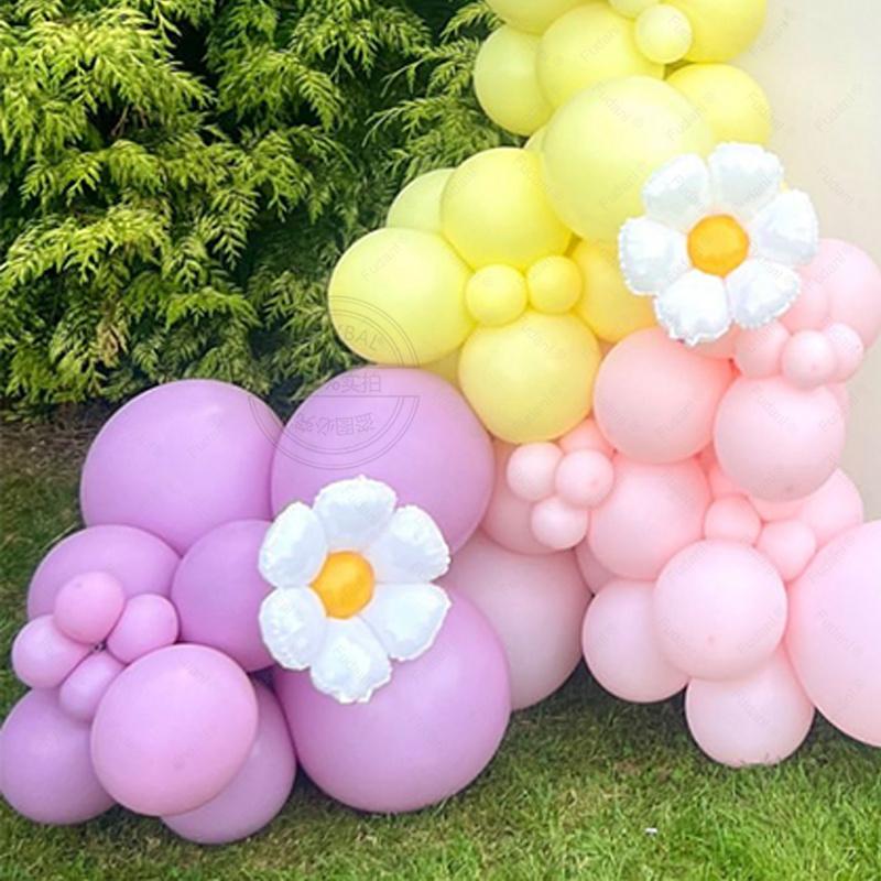 New Macaron Series Flower Balloon Chain Set Birthday Party Wedding Decoration Fresh Sunflower Daisy Balloon Venue Decoration