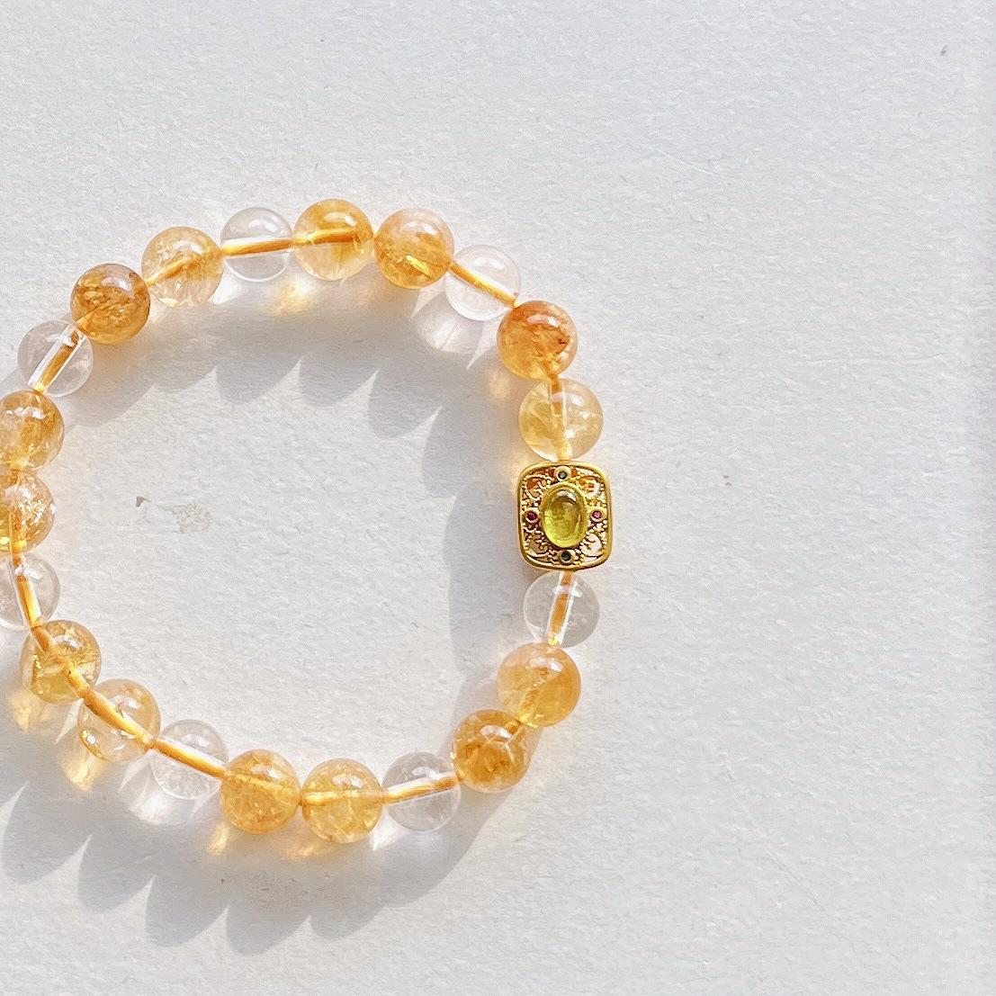 8Mm Autumn And Winter Merad Natural Citrine White Crystal Bracelet Bracelet