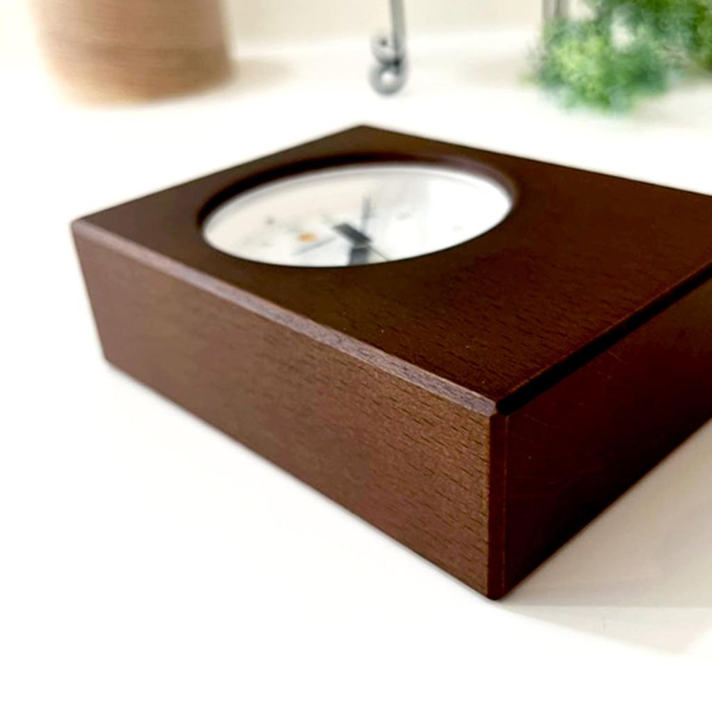 KATOMOKU Thermo-Hygrometer, Brown, km-101BR, Tabletop/Wall-Mountable, Wooden, Rectangular, 11 x 8 x 3.3 cm