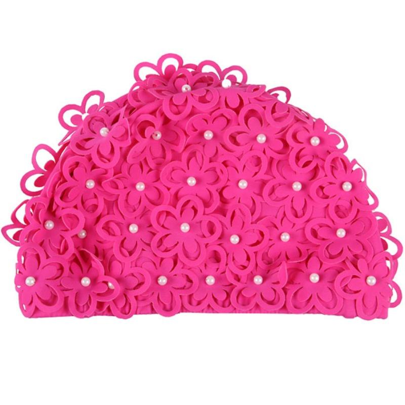 Badekappe Damen Perle Dreidimensionale Blütenblatt Mode Erhöhtes Spa Schwimmen Damen Badekappe Atmungsaktiv Nicht Würgend Kopf Lange Haare Badekappe