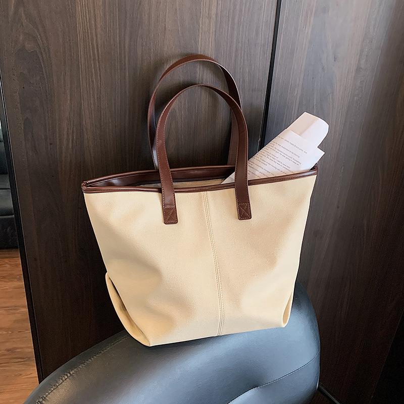 Casual Canvas Bag Large Capacity Women's Underarm Bag 2025 New Simple Tote Bag Versatile Shoulder Bag One Piece Dropship