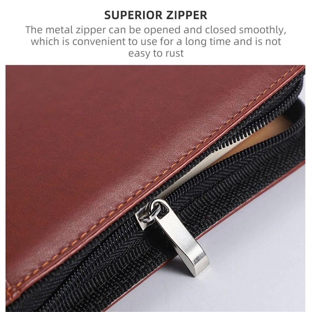 With Calculator Business Padfolio PU Leather Journal Book 6 Holes Notebook Binder  Handbook