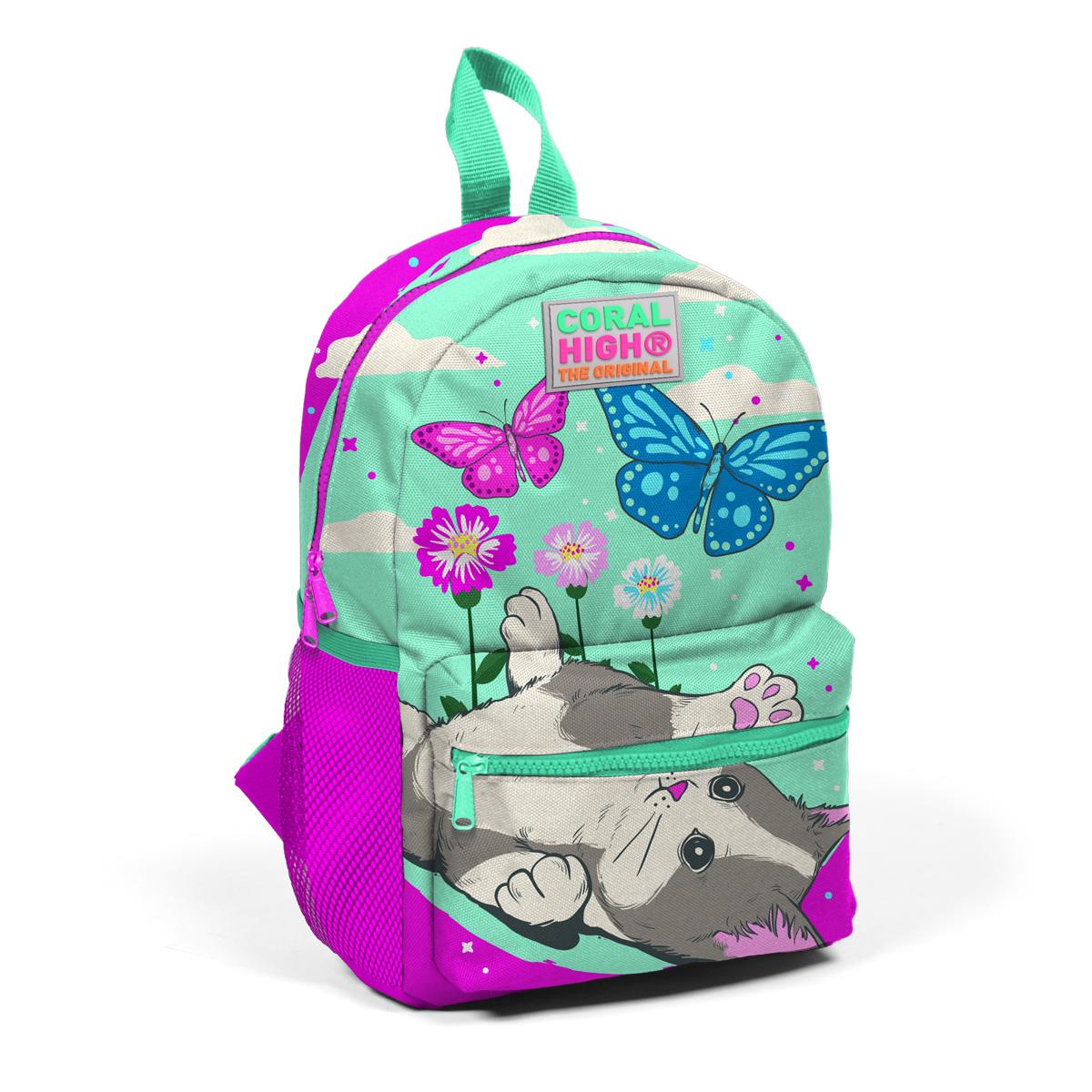 

Рюкзак Tiny Nest Water Green Pink Cat Pattern Два отделения 23507