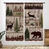 Rustic Deer Curtains,Farmhouse Cabin Lodge Country Forest Hunting Wild Animal Vintage Elk Window Treatments Drapes for Bedroom