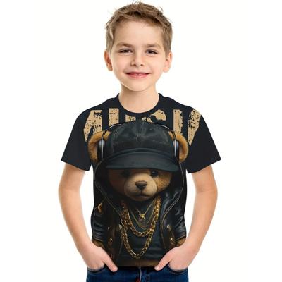 Abbigliamento Bambini Ragazzi Manica Corta Stampa Orso Fresca Abbigliamento Estivo Bambini T-shirt Ragazzi Casual Elegante Abbigliamento Ragazze Girocollo Top Bambino