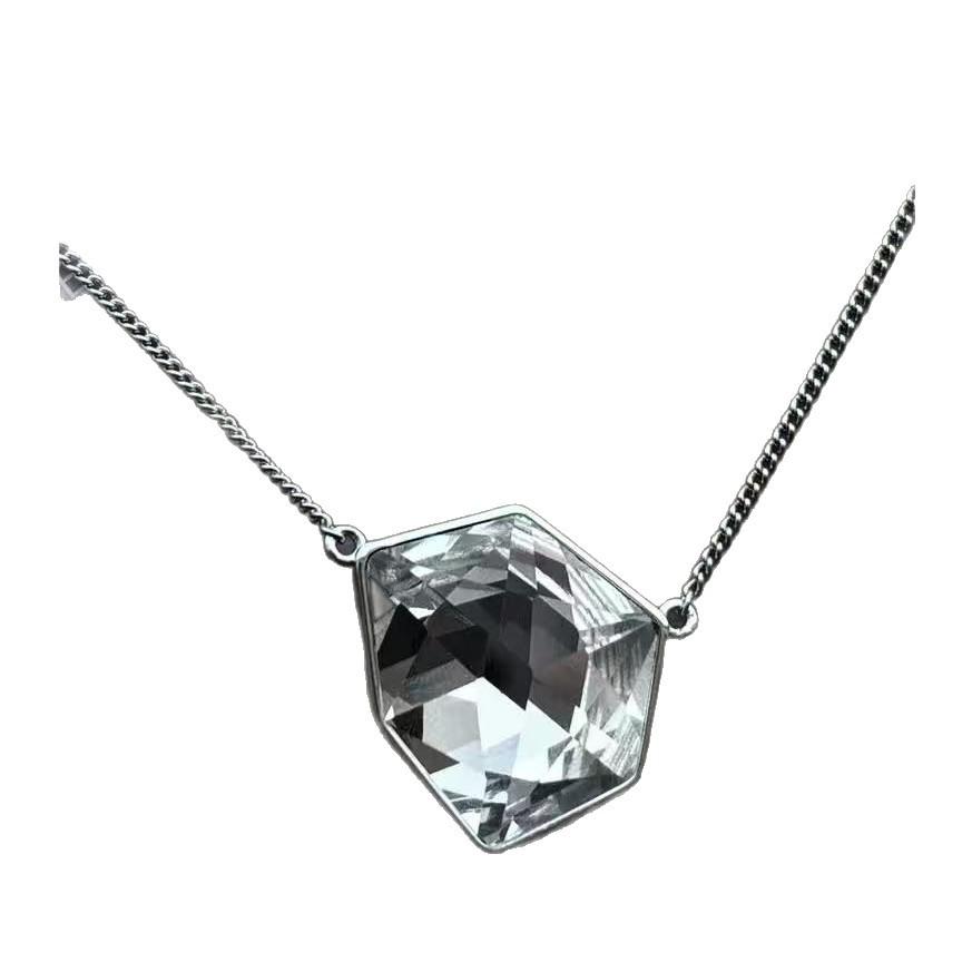 Korean Minimalist Geometric Crystal Earrings & Necklace Set with Adjustable Ring