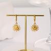 18K Gold Retro Titanium Steel Sun Pendant Hoop Earrings