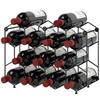 Wine Rack for 13 Bottles Bottle Rack with Honeycomb Design Adjustable Feet Anti-Tip Protection Metal 43 X 15.5 X 31 Cm Black