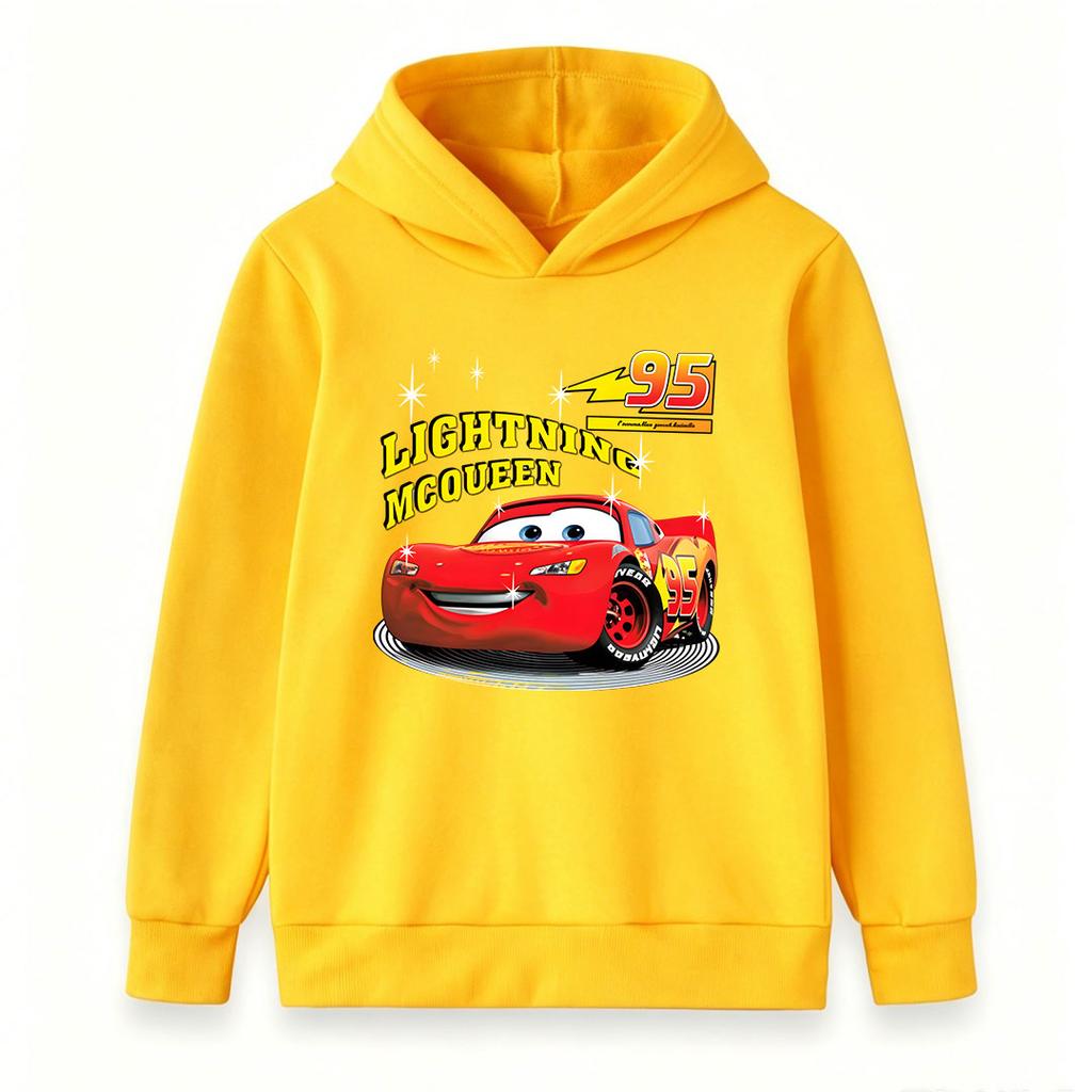 Kids Boys Girls Cute Red Racing Car 95 Graphic Print Casual Pullover Hoodie Soft Long Sleeve Warm Hooded Sweatshirt For Daily Wear And Sport