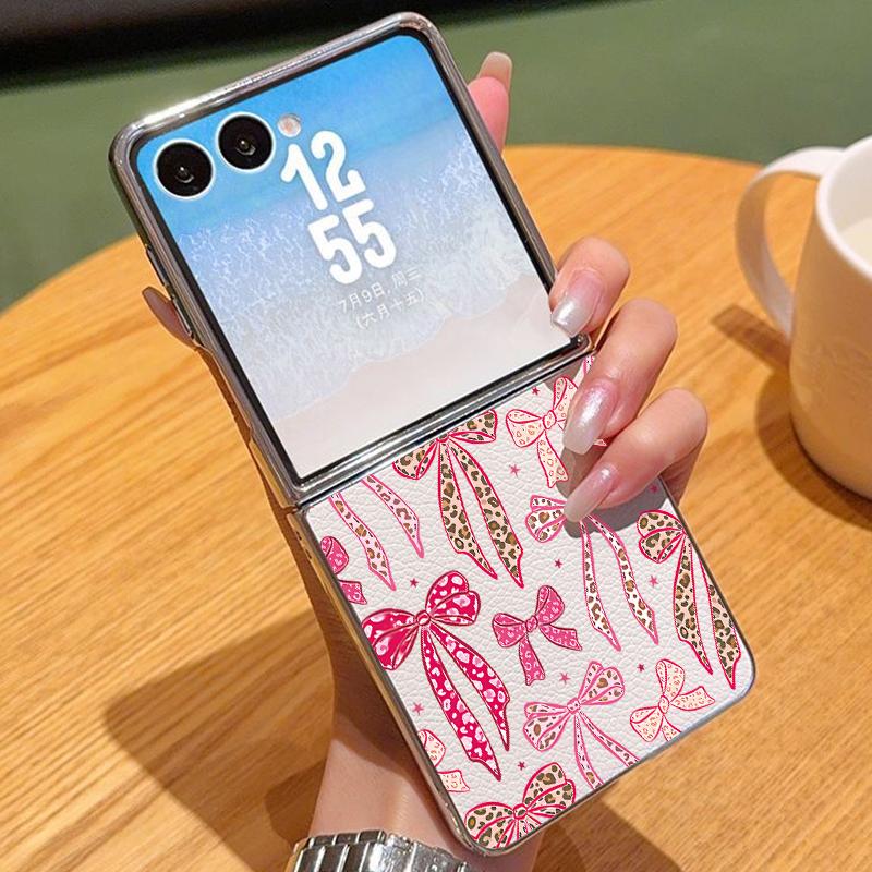 

Розовые Банты Вишневый Узор Чехол Для Samsung Z Fold 7 6 5 Роскошный Гибридный 3-в-1 Кожаная Пленка Покрытие Складной Чехол Для Телефона Для Samsung Z Fold7 Fold6 Fold5 Samsung Z Flip7 бежевый