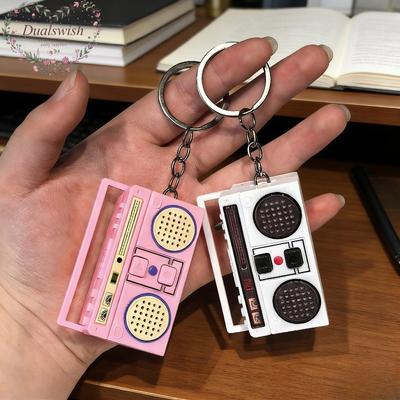 Retro Mini Radio Recorder Keychain Nostalgic Classic Audio Player Pendant Bag Charm Decor Gift