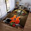 "Rock Style Carpet with Guitar, Hat, Roses, Pistol, and Clock Design" Suitable for use as an anti-slip for living room bedroom sofas