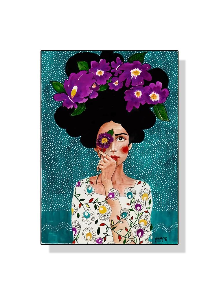 Abstrato Flor Mulher Menina Cabelo Moda Pôster Pintura em Tela Nordic Arte de Parede Imagem Para Sala de Estar Moderna Decoração de Casa