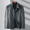 Brand Versatile Men's Stand Collar Leather Jacket, 2025 Spring/Autumn Collection - Cool Motorcycle Style for Mid-Aged and Young Men