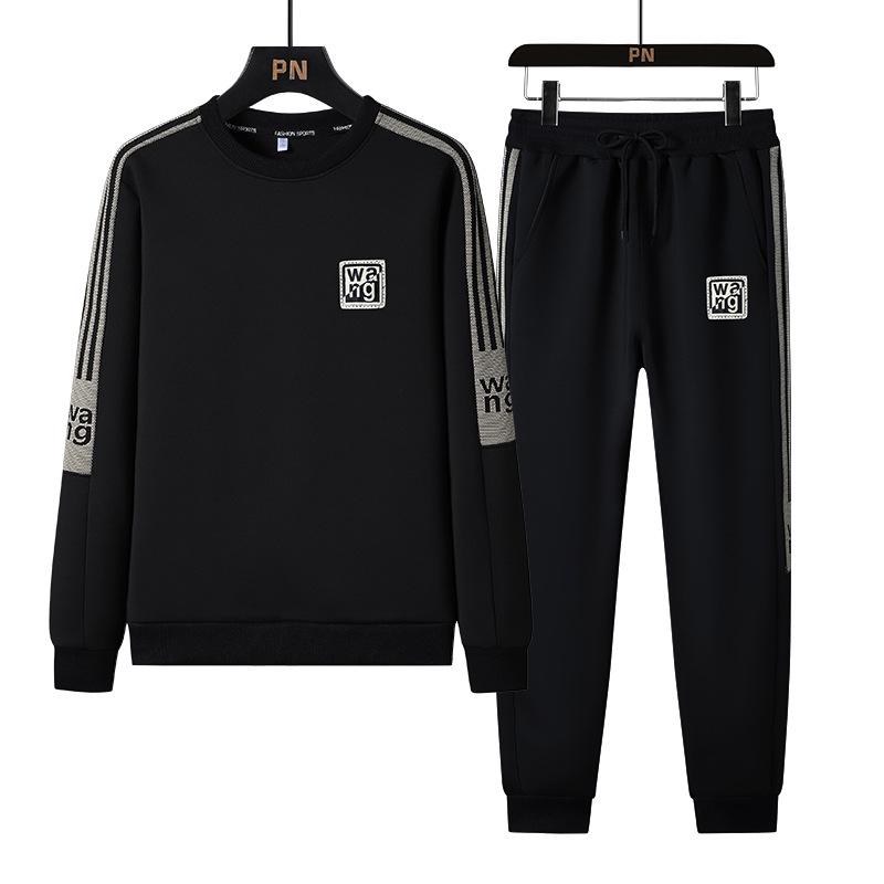 Men's Velvet Track Suit: Spring/Autumn Three-Piece Set - Cardigan Jacket, Sweatshirt, and Sweatpants