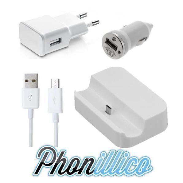 Chargeur 4en1 - PHONILLICO - Sony Xperia Z3 Compact - Blanc - Simple et rapide - Compatible Android