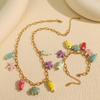 Ocean Fish Titanium Steel Bracelet: Starfish & Colorful Ceramic Pendant Necklace for Women