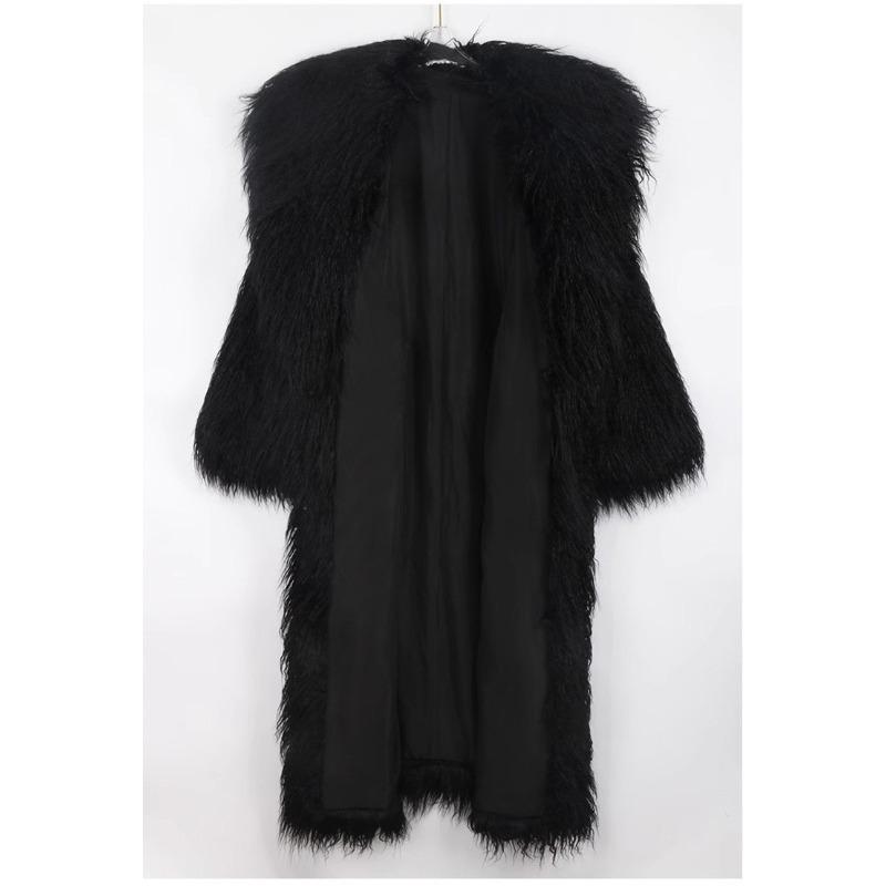 Women`s fur jacket beach wool coat