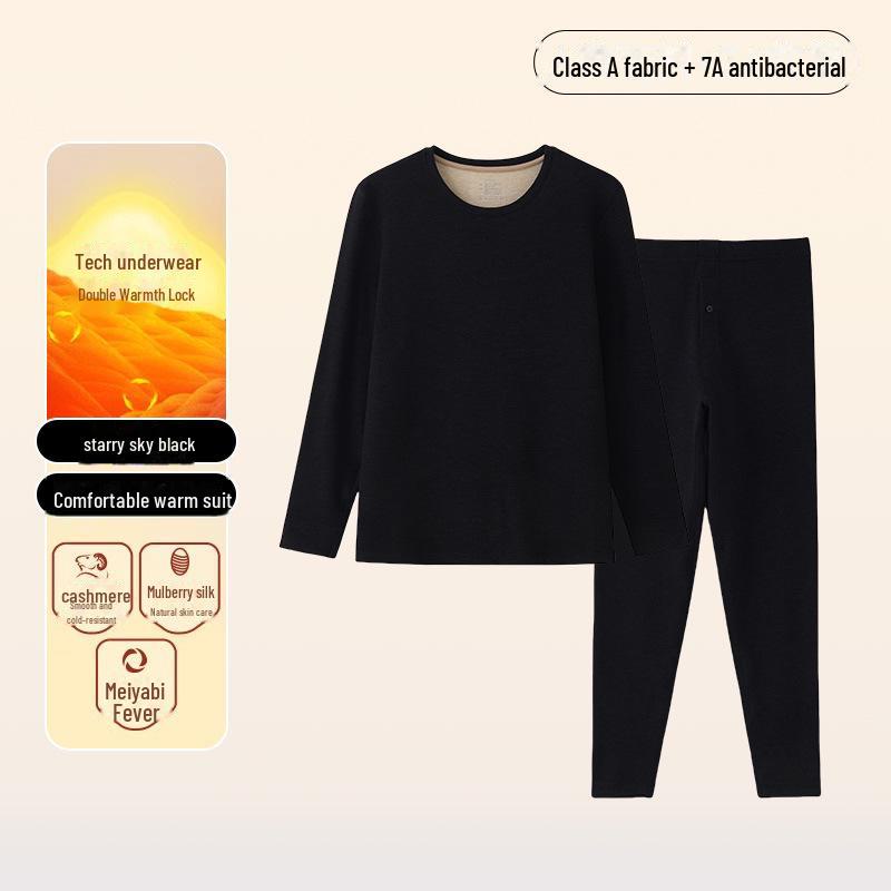 7A Antibacterial Men's Plush Cashmere Silk Thermal Underwear Suit - Autumn Collection