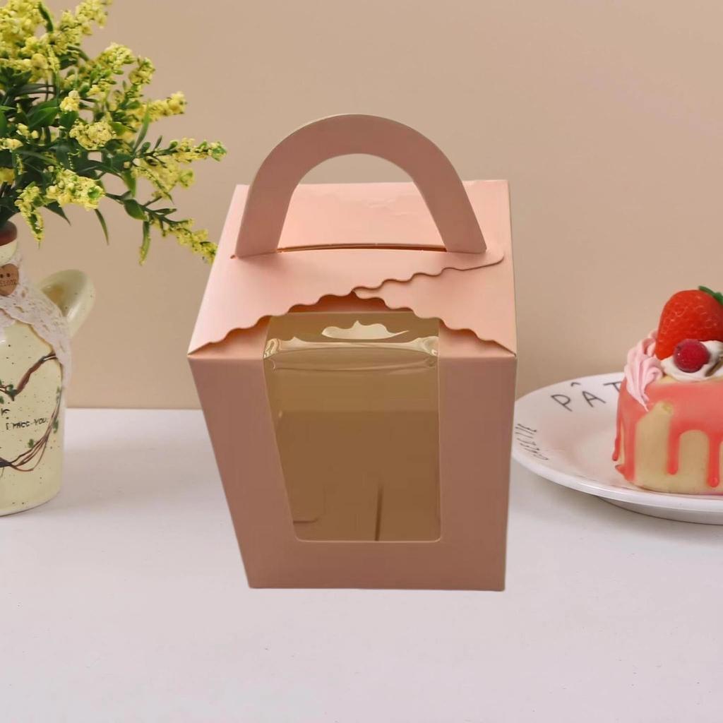 Pure White Handheld Cupcake Box with Insert and Window for Muffins and Pastries