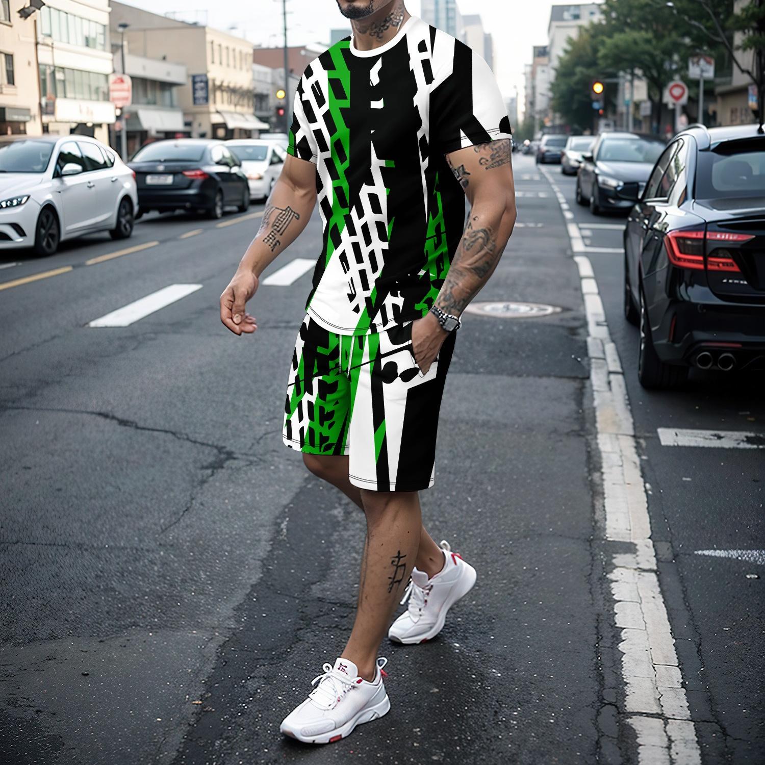 

Новий літній 3D-сплайсинг повсякденний чоловічий спортивний костюм для бігу, баскетболу XL