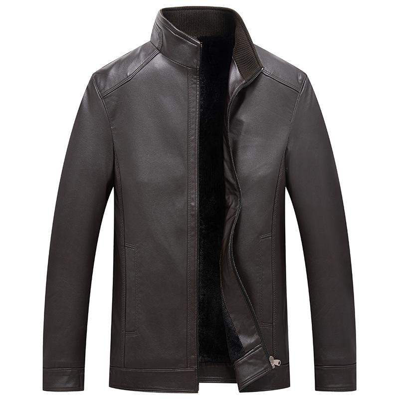 Autumn and Winter Men's Leather Jacket Fashion Enlarged Stand-up Collar Inner Velvet Leather Jacket Men's Jacket Men's Leather Jacket