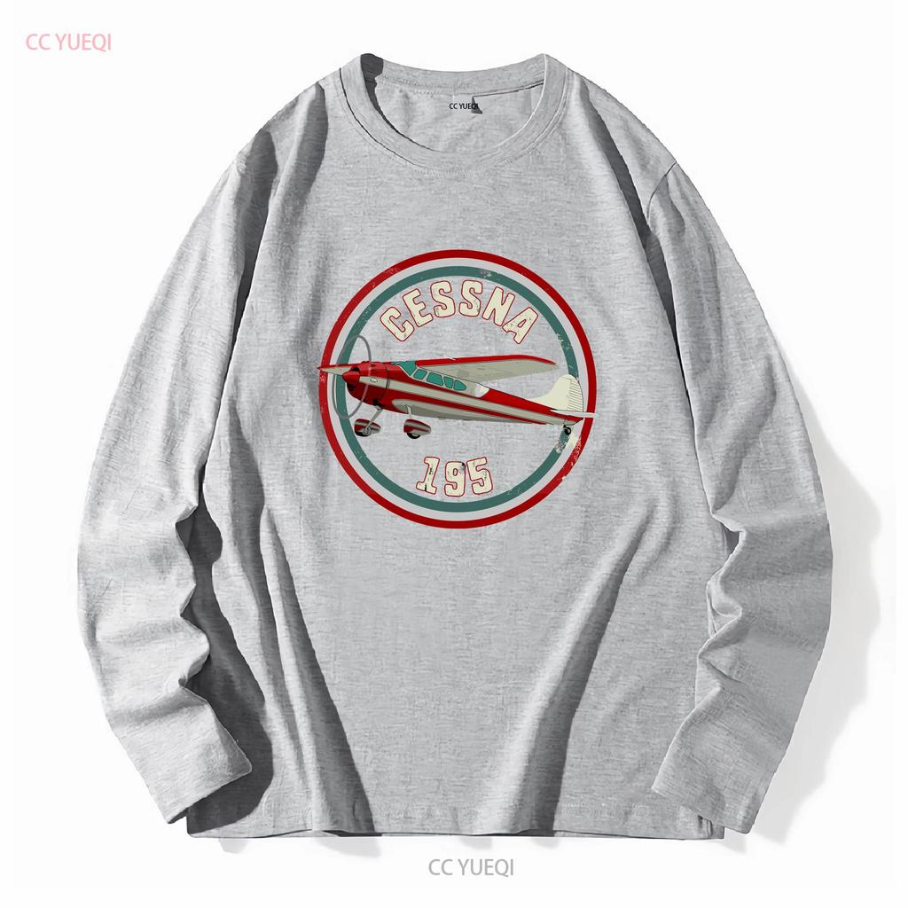 Cessna 195 Airplane T Shirt long or short sleeves vintage Washed fashion graphic Versatile Casual Top For Everyday Wear