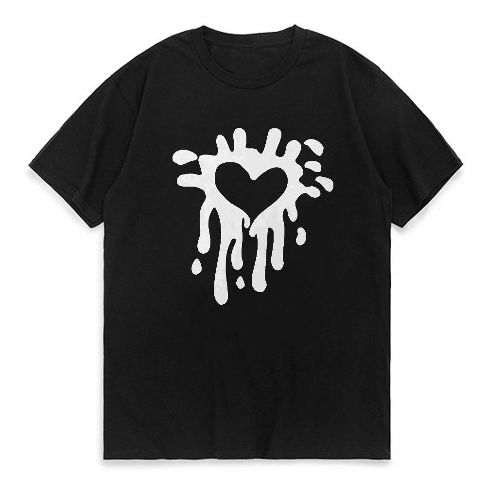 Y2k Love Heart Print men Women Summer T Shirt Girl O Neck Funny Y2K Tops Tee Female 90s Casual Clothing