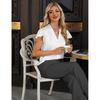 Summer New V-Neck Chiffon Pleated Loose Short-Sleeve T-Shirt for Women, Casual Solid Color Top