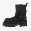 Fashion 2025 New Chunky Platform Combat Boots Women's Square Toe Mid-Calf Black Motorcycle Ankle Boots Fleece Lined Fall Spring Trendy