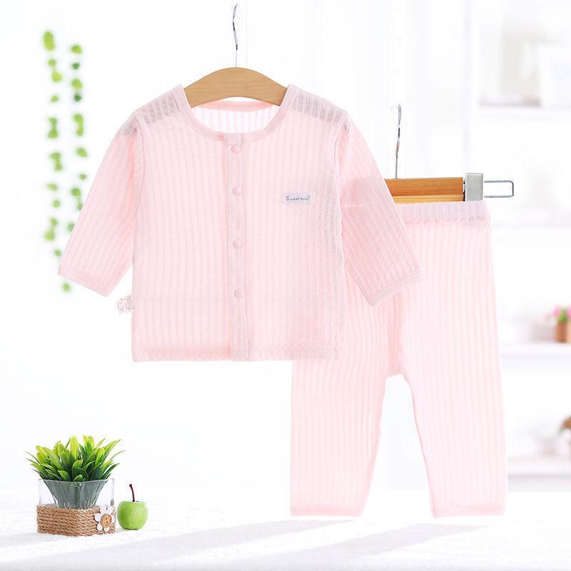Lightweight Summer Baby Air Conditioning Outfit For Boys And Girls Long Sleeve Cotton Pajama Set