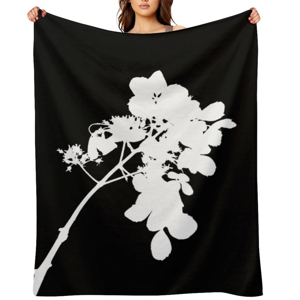 Flower Tops Silhouette Black and White Throw Blanket Multi-Purpose Polar for babies Camping Blankets