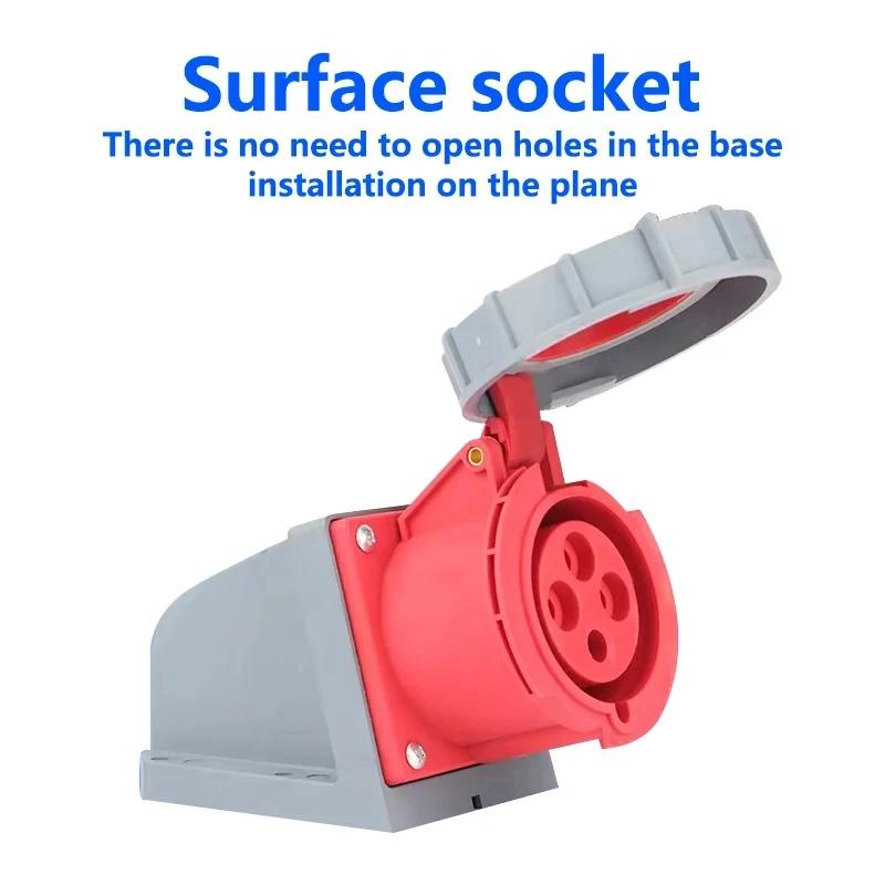 16/32A Industrial Plug and Socket 3P/4P/5Pin Electrical Connector IP67 Wall Mounted Socket Male&Female Plug