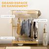 Clothes Rack Wardrobe Coat Stand With 2 Shelves 2 Hooks And 1 Hanging Bar In Bamboo