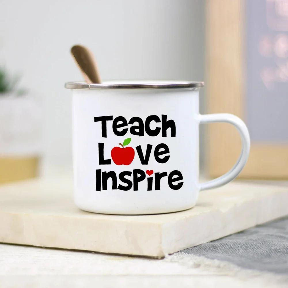 It Takes A Big Heart To Shape Little Minds Teacher Enamel Mug Creative Teacher School Water Cups Coffee Mugs Teachers Day Gifts